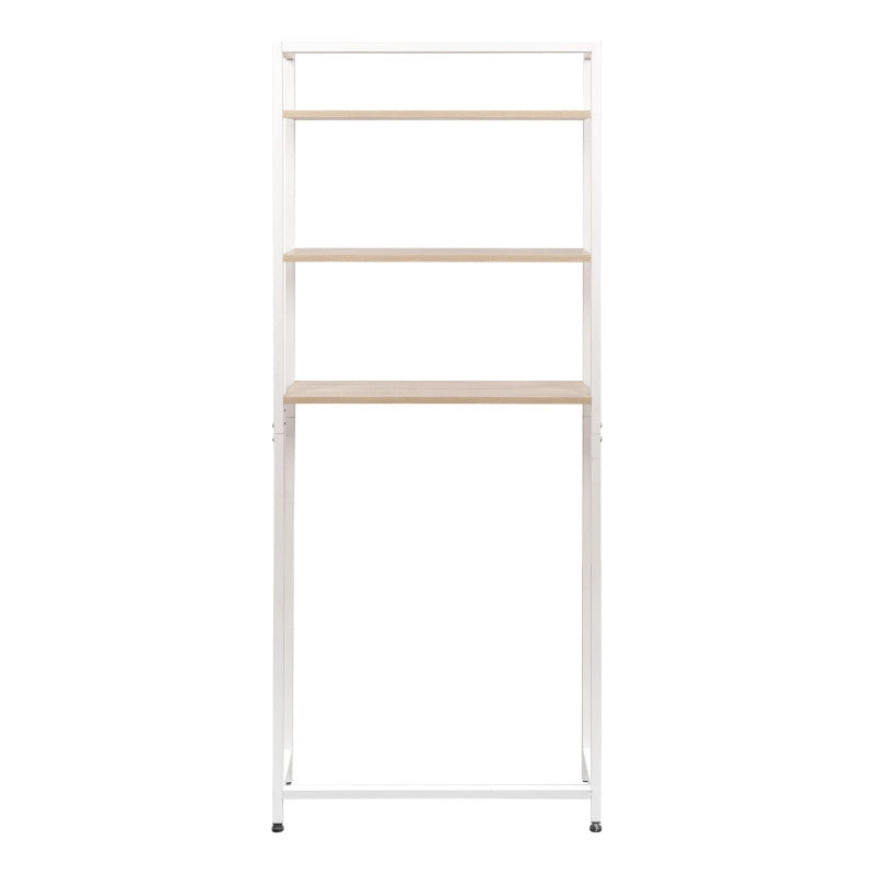Mobile Lavatrice Janet Con 3 Ripiani Metallo Bianco /legno Trattato Naturale 68x24x165cm