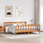 Giroletto con Testiera-Struttura Letto con testiera Marrone Cera 180x200 cm Massello Pino 928716