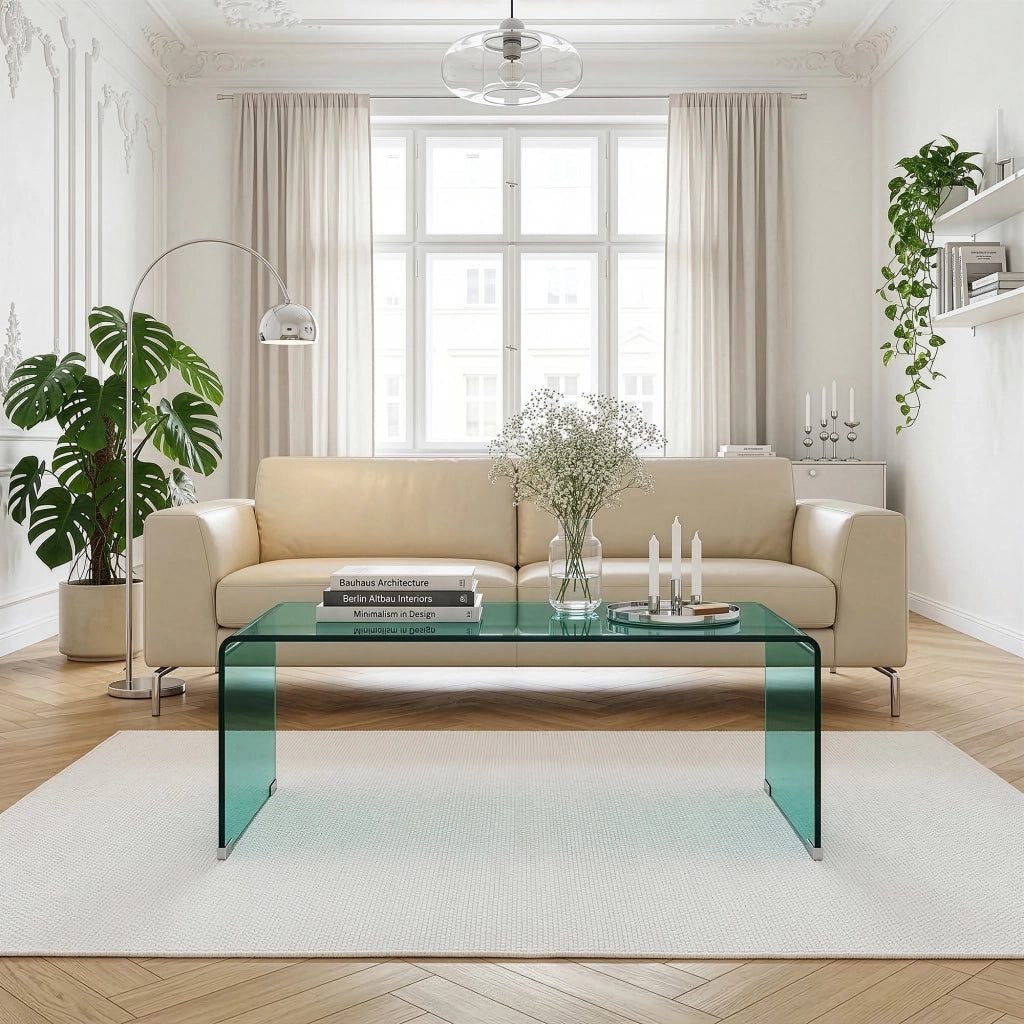 Tavolino da Caffè Väsas in Vetro 90 x 45 x 35 cm - Verde [en.casa]