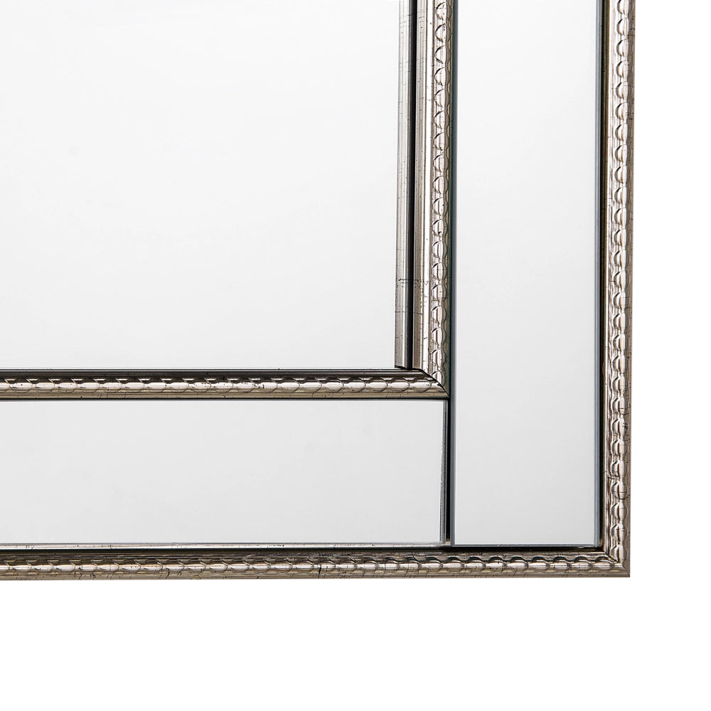 Specchio da parete argento con dorato 60 x 90 cm verticale minimalista Art Deco camera da letto comò soggiorno