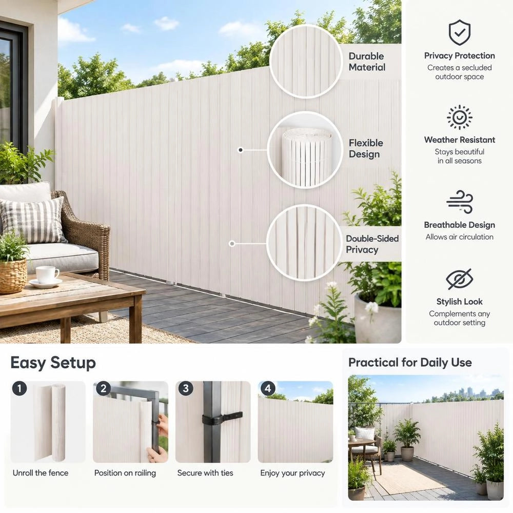 Double-sided Garden Fence 110x300 Cm White