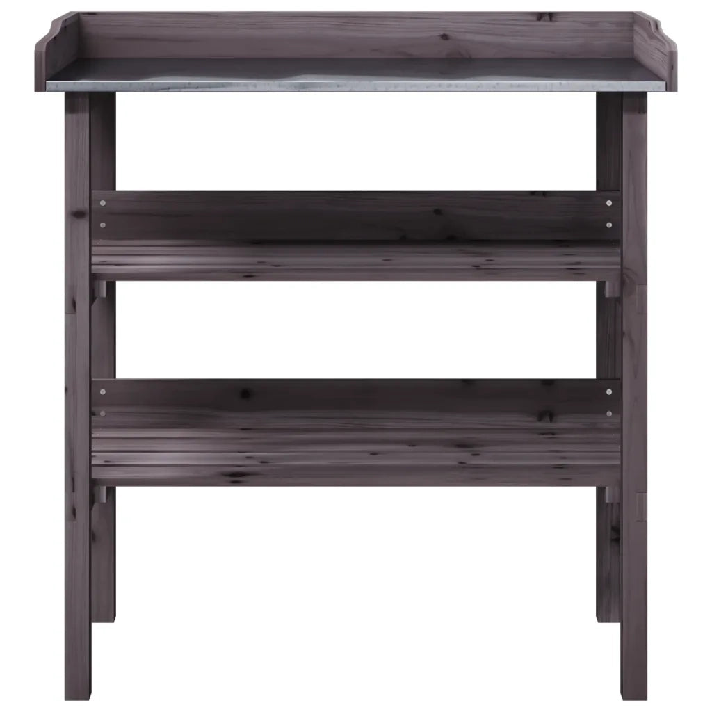 Tavolo Piante Ripiani Grigio 78x38x,82,5cm Legno Massello Abete 156354