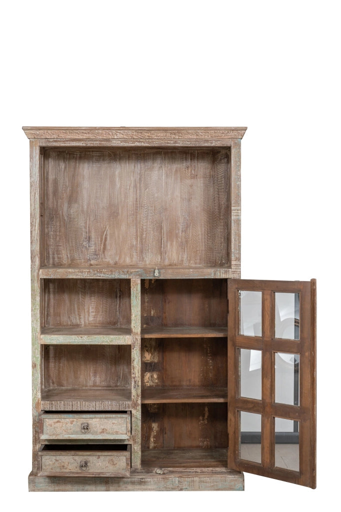 Biscottini Libreria in legno massiccio riciclato finitura anticata realizzata massello