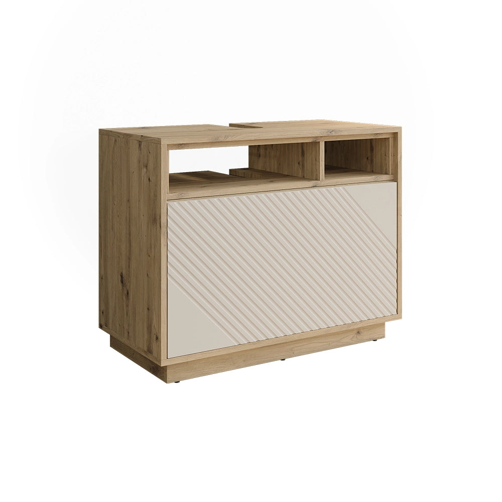 Mobile sottolavabo per bagno Beatrice Cachemire/Rovere artigianale 80 x 64 cm con cassetto Vicco