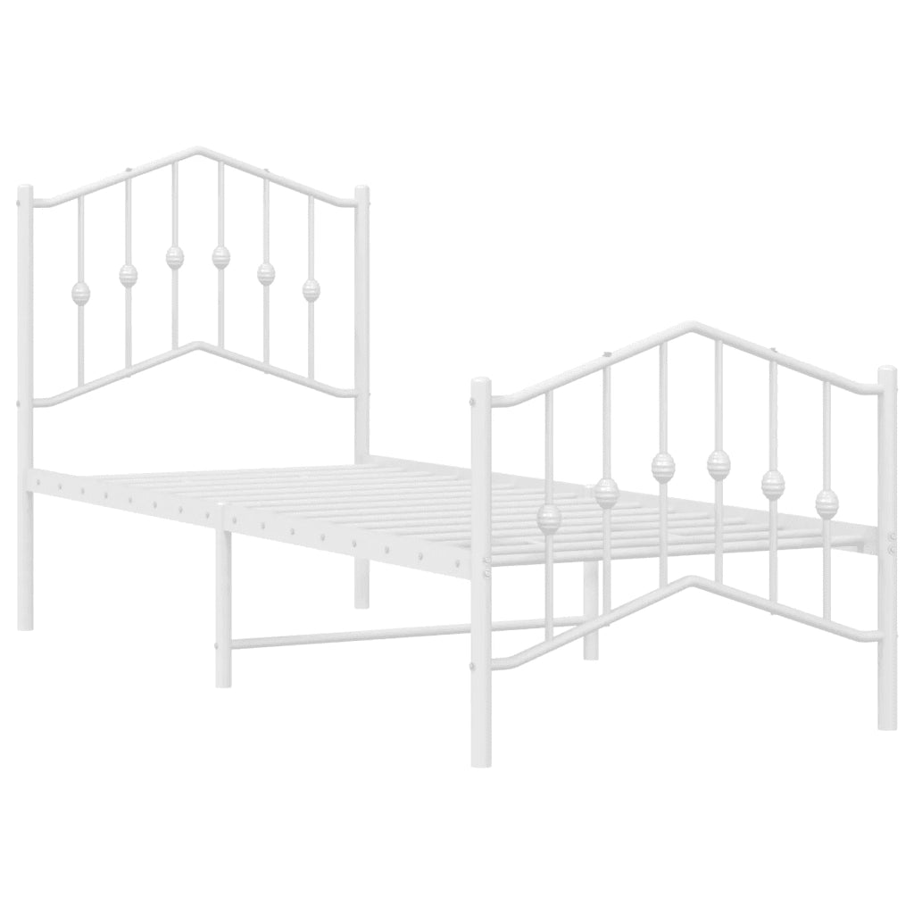 Giroletto con Testiera e Pediera Metallo Bianco 75x190 cm