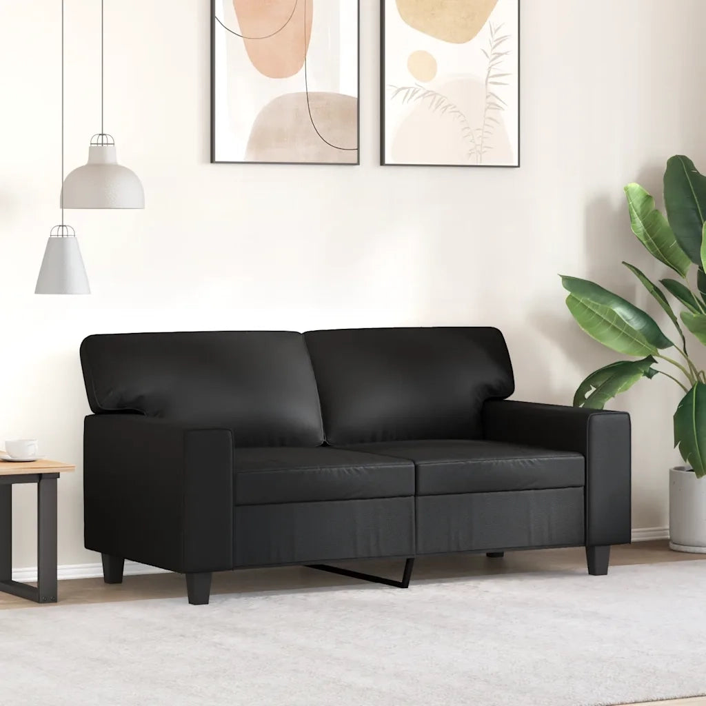 Divano a 2 Posti Nero 120 cm in Similpelle