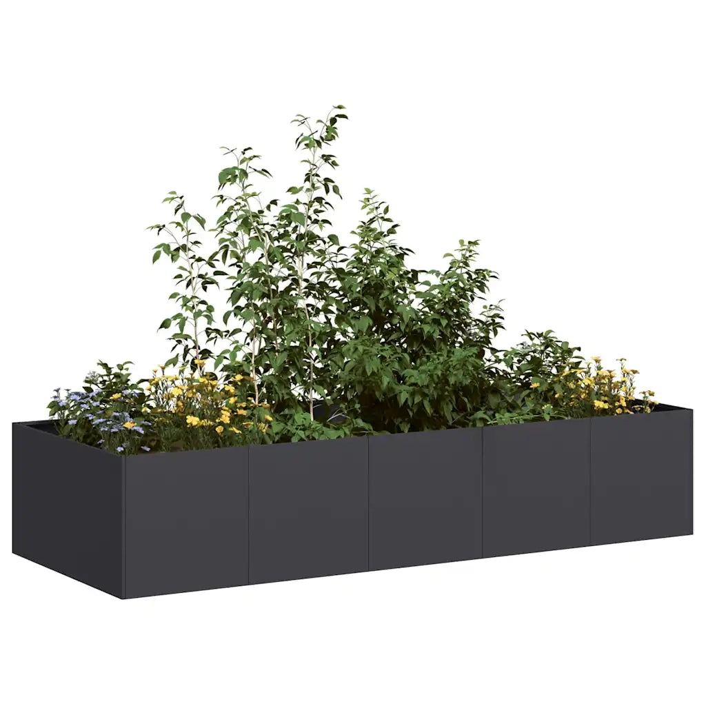 Fioriera | Cassetta per fiori | Vaso Nera 200x80x40 cm in Acciaio
