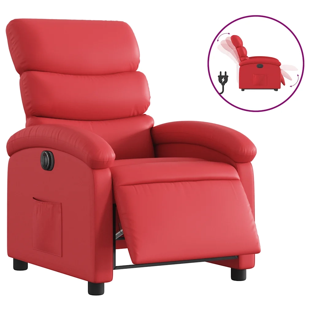 Poltrona Reclinabile Elettrica Rossa in Similpelle 3204031