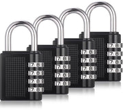 Pacchetto di 4 combinazione a scatto, serrature resistenti all'usura con codici di combinazione, serrature a 4 cifre, serrature resistenti all'usura con codici di combinazione per sportelli, capanni, porte di cantina e giardini (A, nero)
