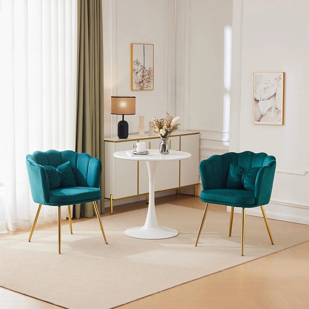 Fauteuils di sala moderni in velluto - Xylo - Schienale a petalo, piedi dorati, cuscini farfalla