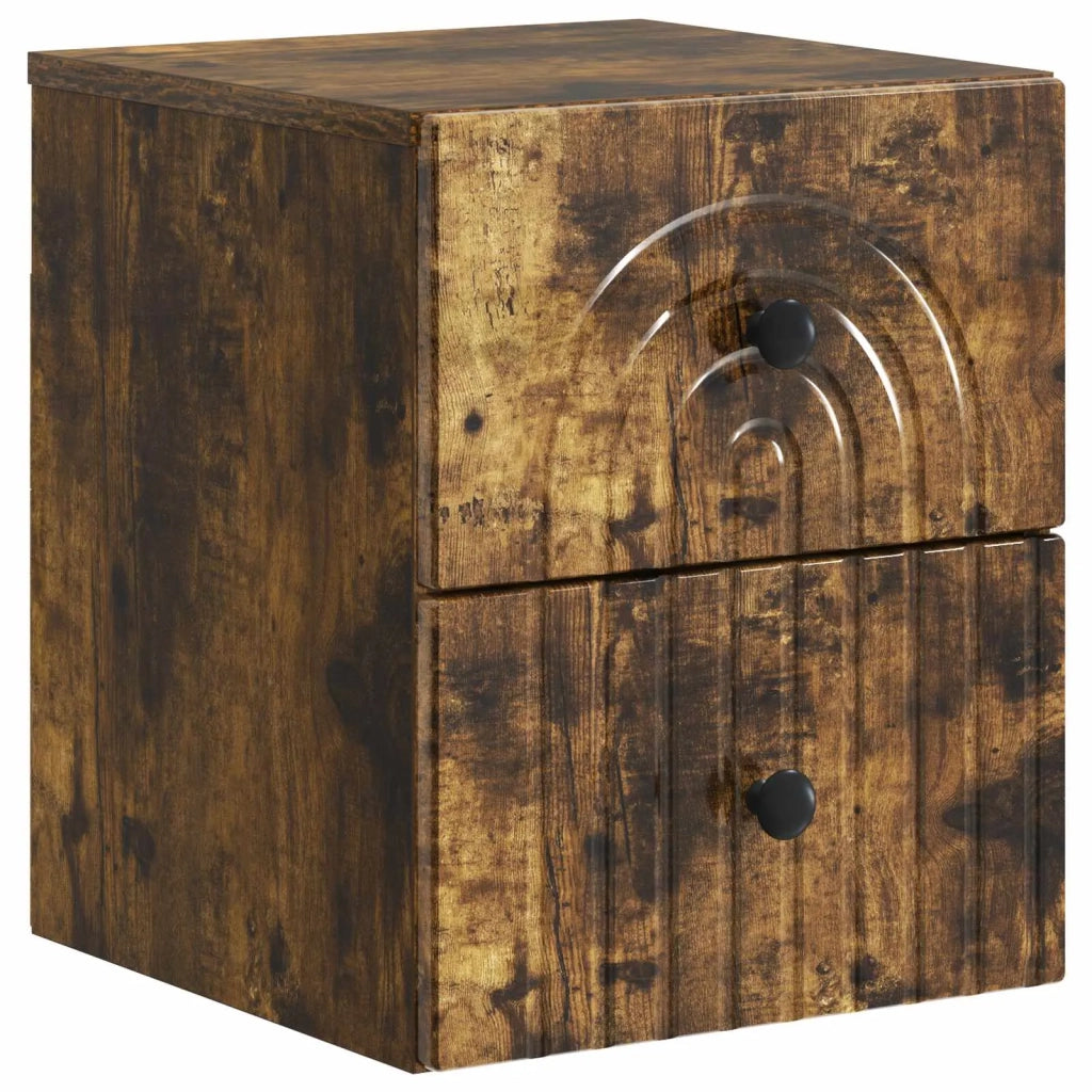 Mobiletto da notte a muro 2 pcs Rovere Fumo 33 x 34,5 x 40 cm 898136
