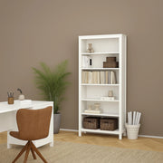 Libreria Sinlaku, Scaffale da ufficio, Mobile portalibri, Biblioteca, 78x33 h199 cm, Bianco