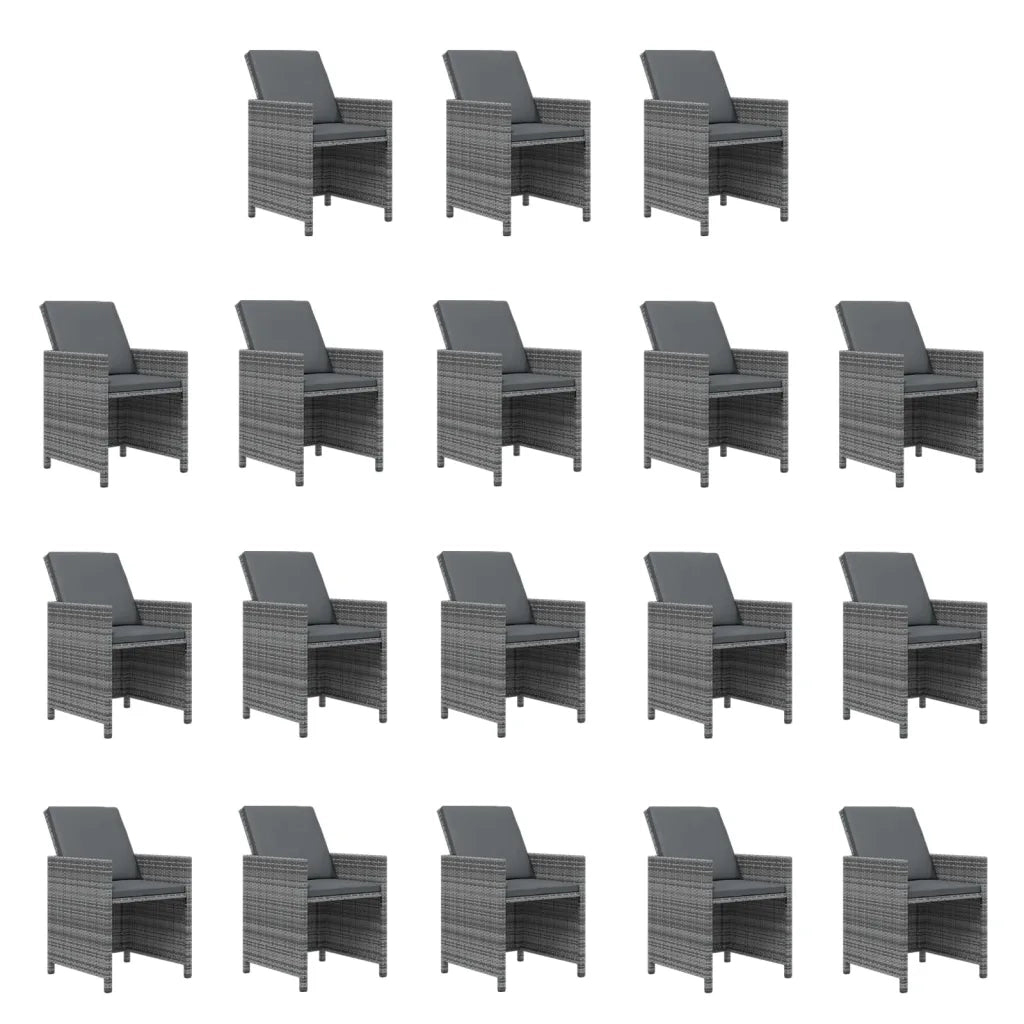 Set da Pranzo per Giardino 19 pz con Cuscini Polyrattan Grigio cod mxl 36010