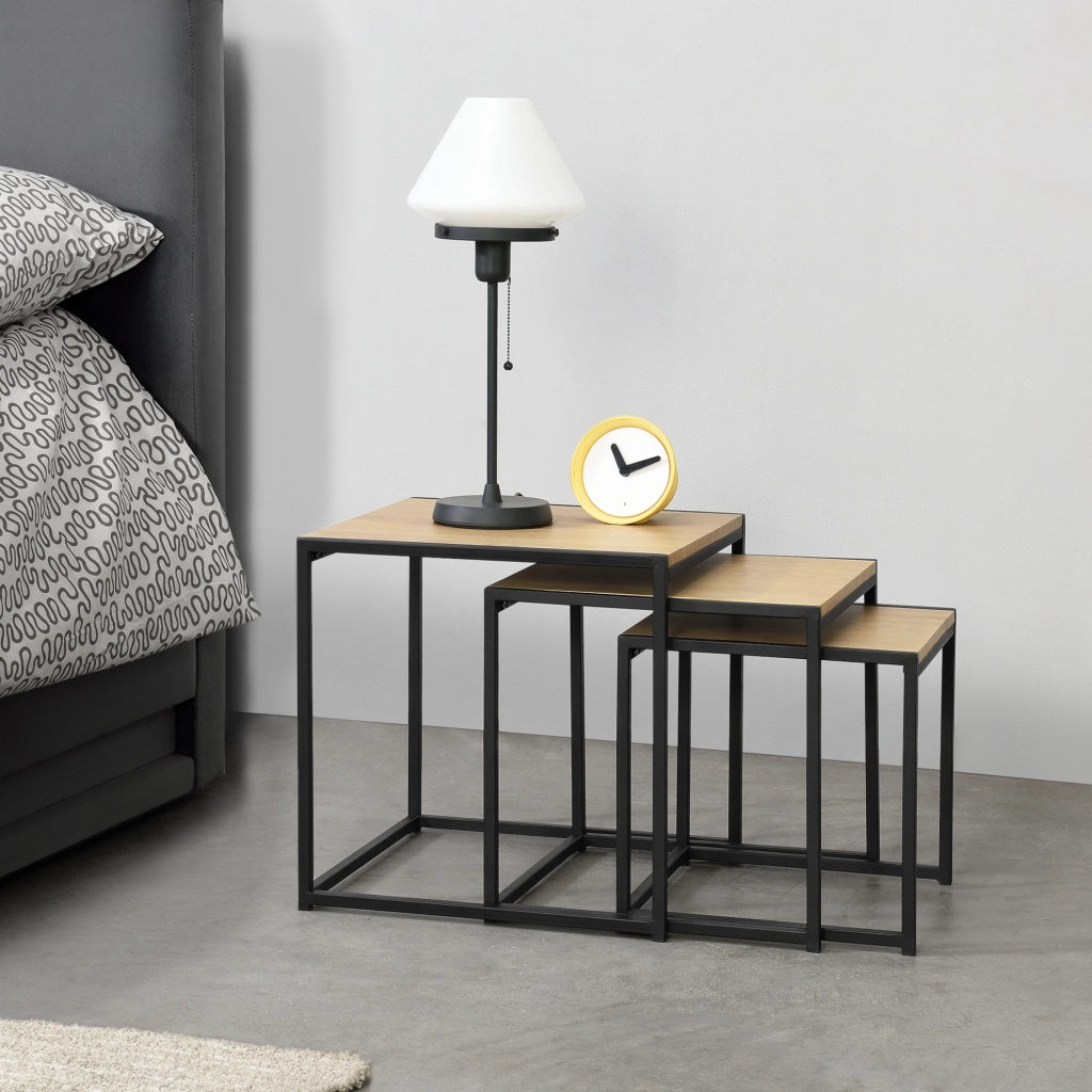 Set da 3 Tavolini Bassi da Salotto/Sale di Attesa/Camera da Letto - Tavolini Sovrapponibili a Forma di Cubo in