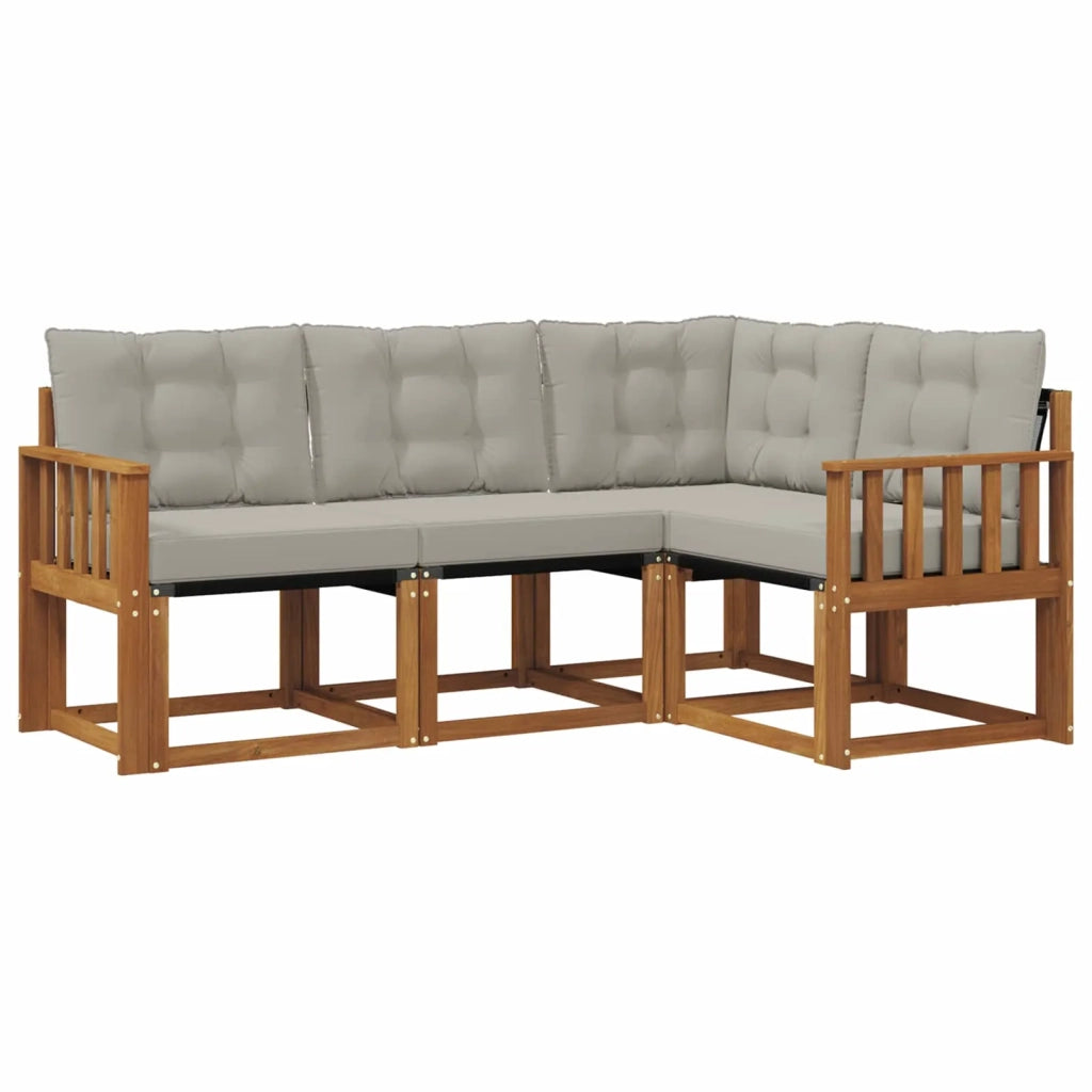 Set di divani da esterno 4 pcs Grigio Naturale e Chiaro