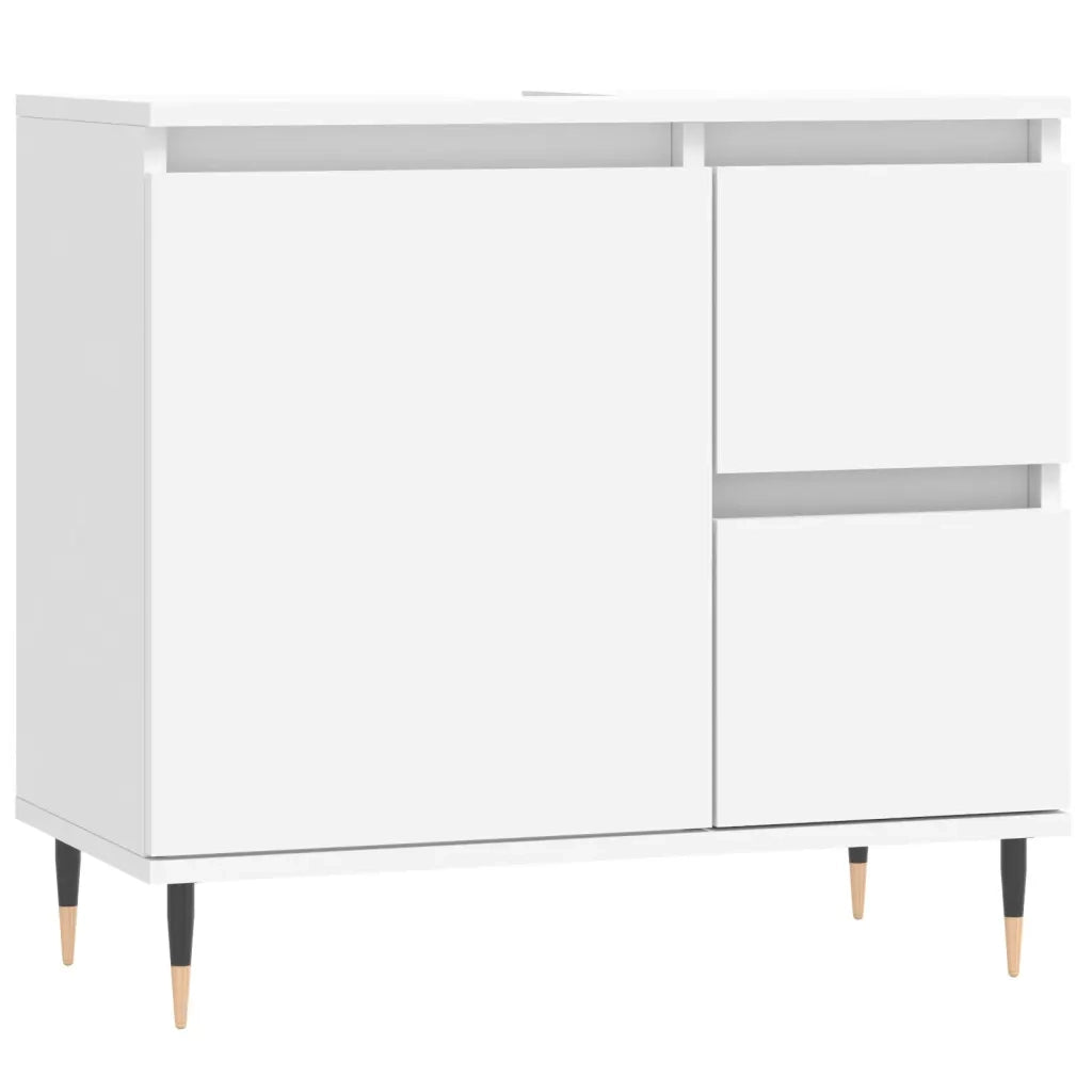 Set Mobili da Bagno | Armadio da bagno 3 pz Bianco in Legno Multistrato