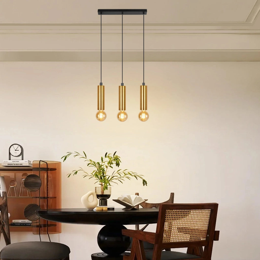 Lampada a sospensione ZMH per sala da pranzo oro 3 fiamme E27 135 cm lampada da soggiorno e cucina