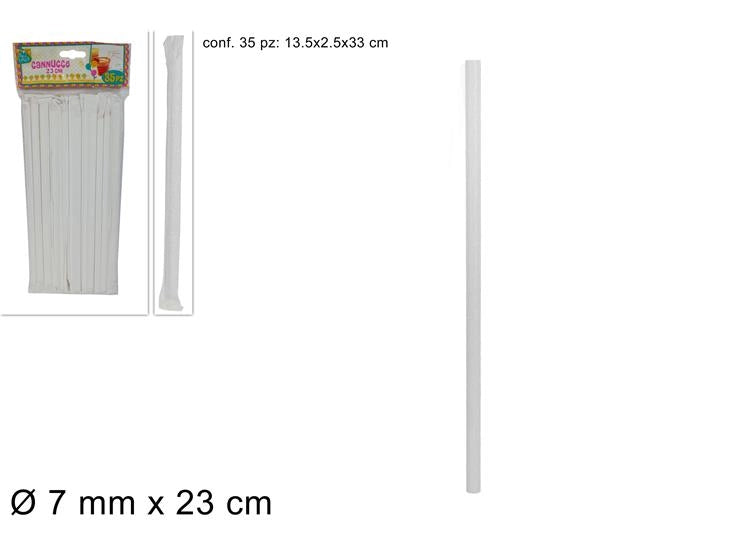 Set 35 Cannucce da Bibita Imbustate Singole Bianche 23 cm