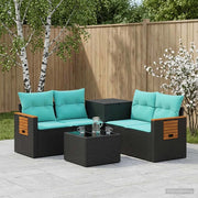 Set di divani 6 pz Nero e Blu Rattan sintetico e Acciaio 3447657