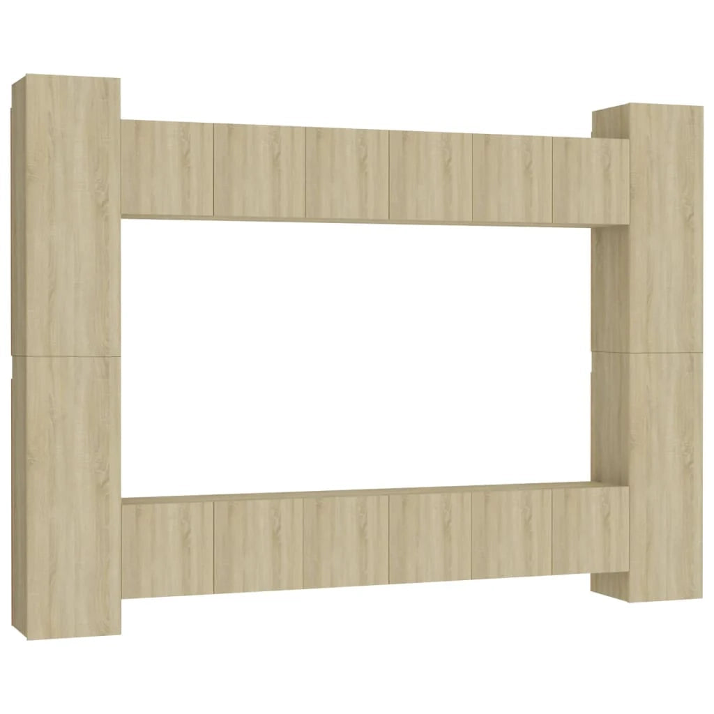 Set di mobili credenza TV soggiorno camera da letto 10 pezzi in rovere Sonoma legno ingegnerizzato marrone 02_0024358