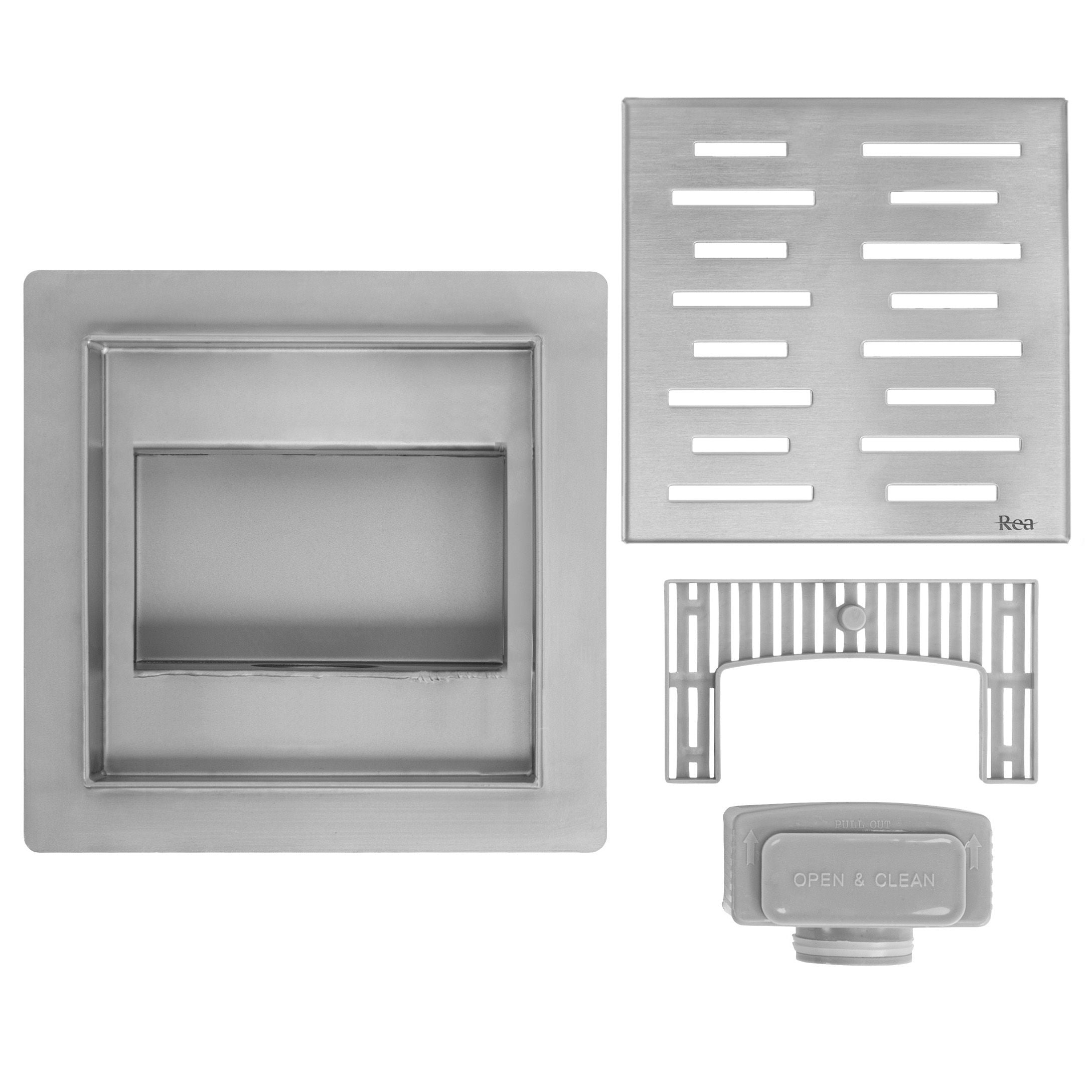 Scarico Lineare Rea Line 150x150 Nickel Brush