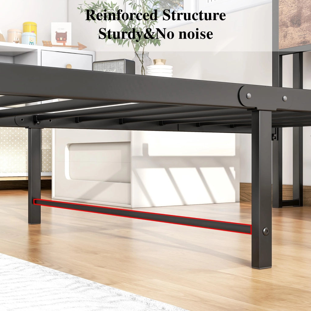 LETTO Singolo 90x200 cm in MDF e metallo con rete a doghe e vano sottoletto marrone