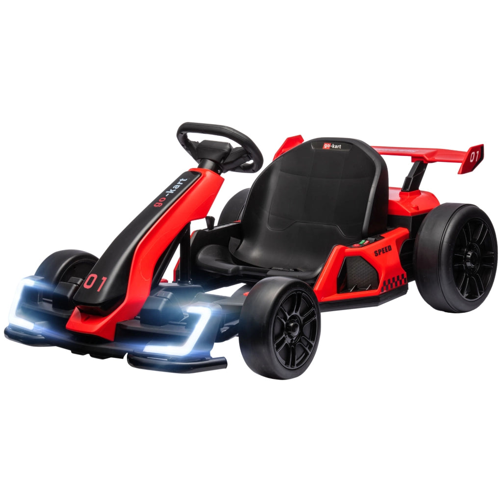 Go Kart Elettrico per Bambini 6-12 Anni 24V 12km/h con Seggiolino Regolabile. Rosso