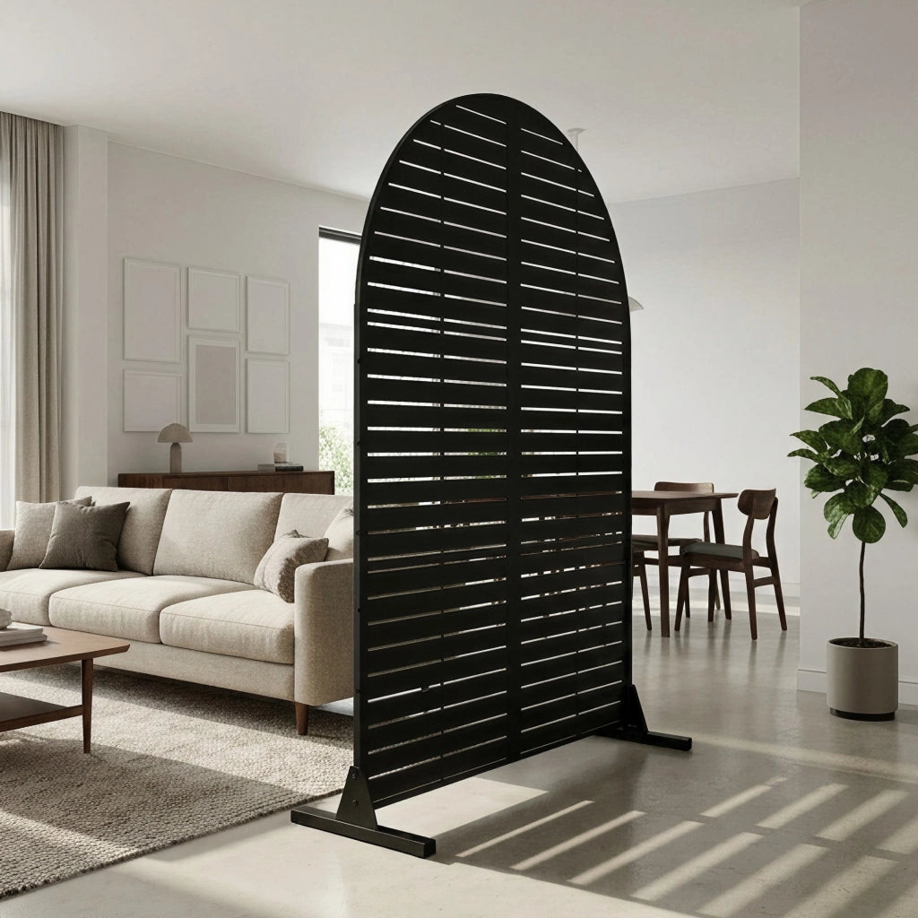 Pannello Divisorio Nodepp Paravento Arcuato in Acciaio 180 x 90 cm - Nero casa.pro