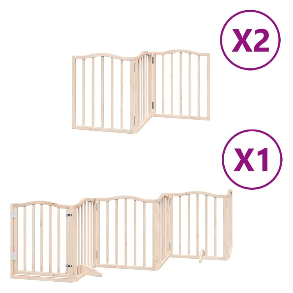 Cancelletto di sicurezza per animali domestici porta pieghevole 12 pannelli legno di pioppo marrone 02_0023139