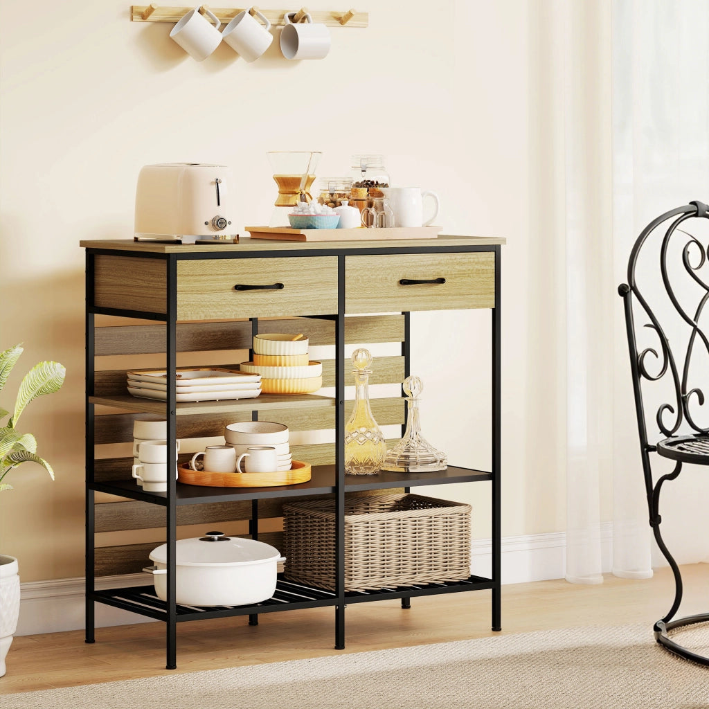 Credenza ¨C zephmum ¨C legno naturale e nero, 90x40x91 cm