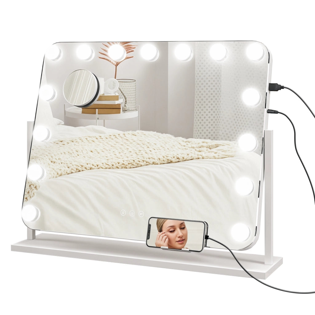 Specchio da Bagno con Luci LED ¨C zephmum ¨C Bianco 62.5x49.5cm