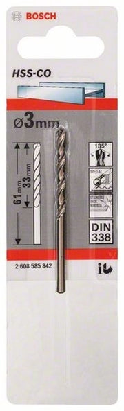 2608585842 - Punte per metallo HSS-Co, DIN 338 3 x 33 x 61 mm