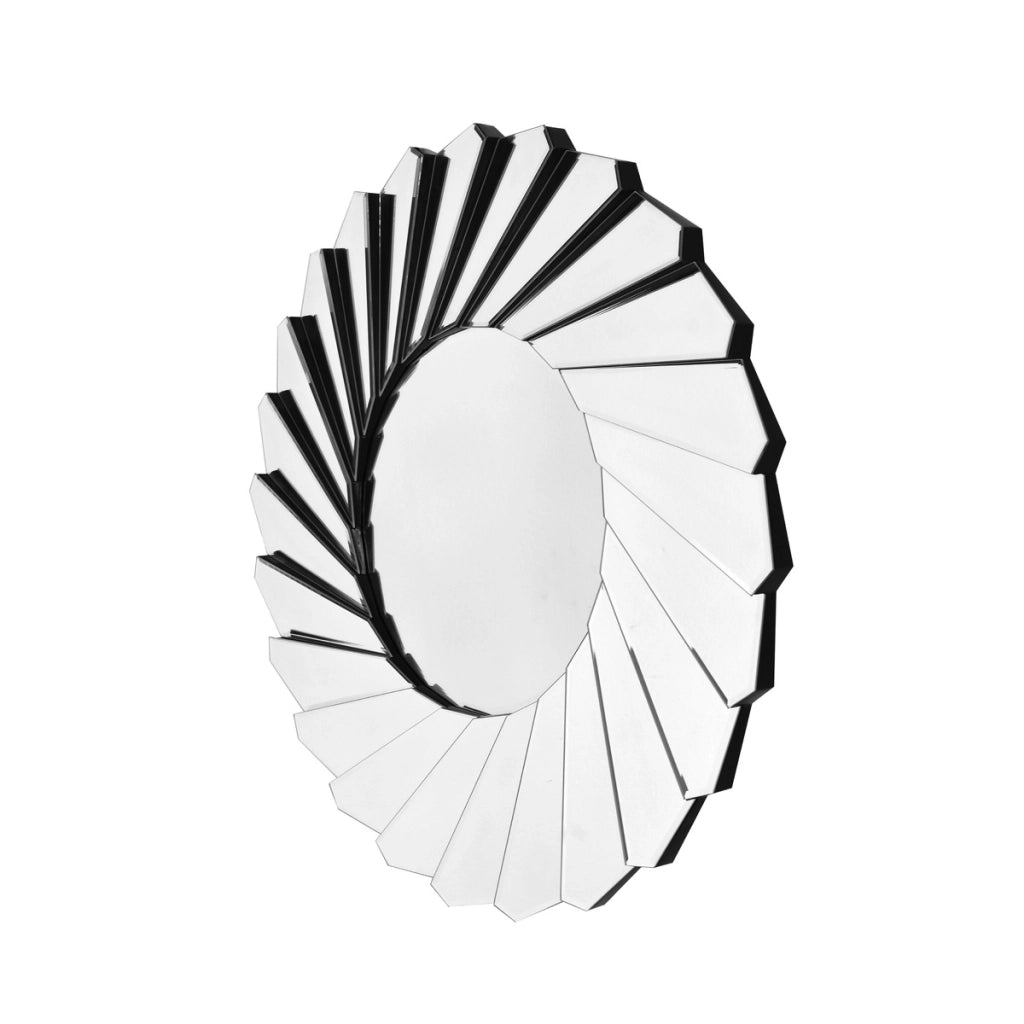 Specchio da parete Zeus rotondo con cornice a raggiera in vetro specchiato argento, 80 cm