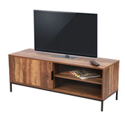 Mobile TV JAYCE – Noce con 1 porta e 2 scaffali – L120 x H45 x P40 cm