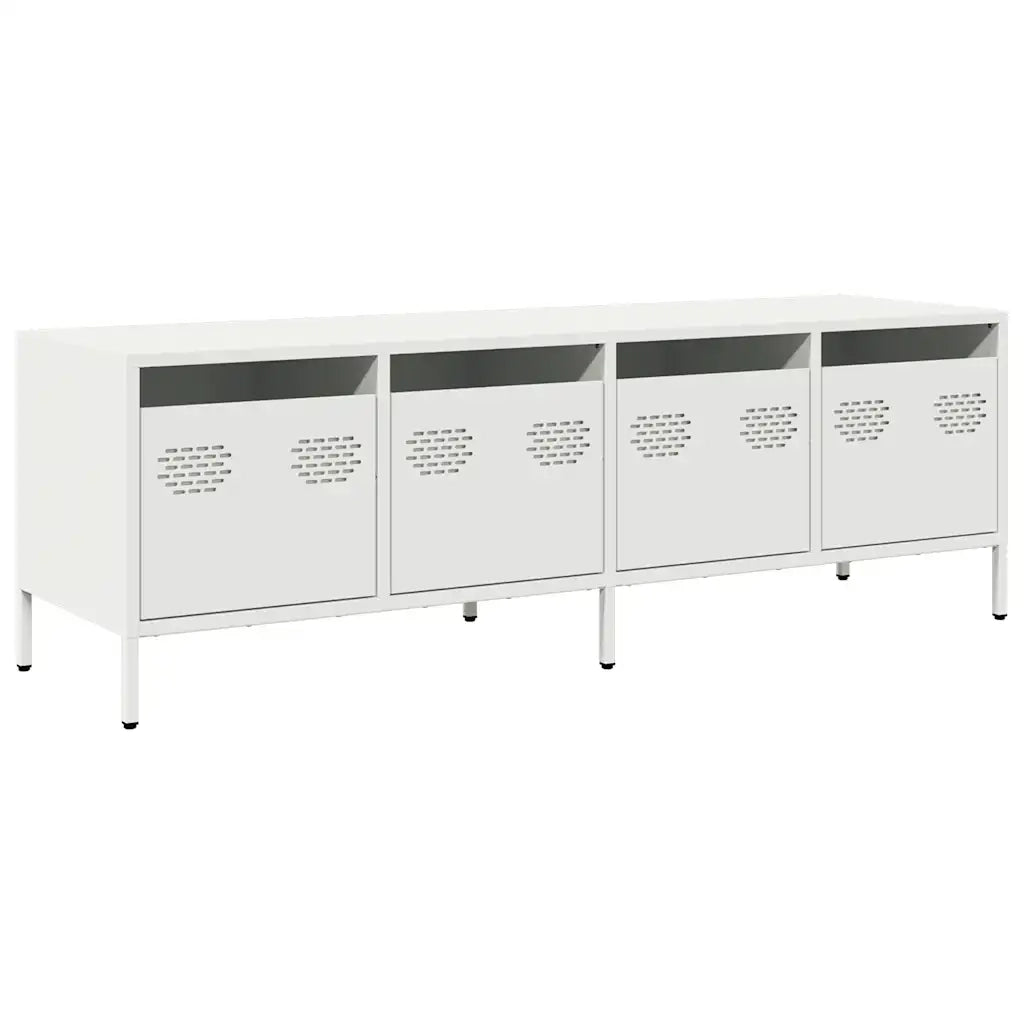 Mobile TV Bianco 135x39x43,5 cm in Acciaio Laminato a Freddo 851309