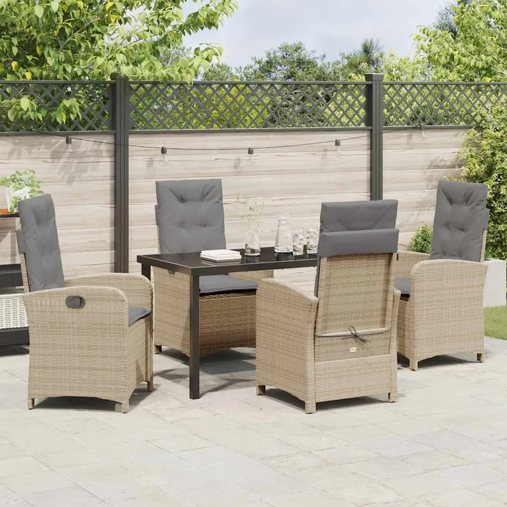 Set da Pranzo per Giardino con cuscino 5 pcs Beige polyrattan 3380290