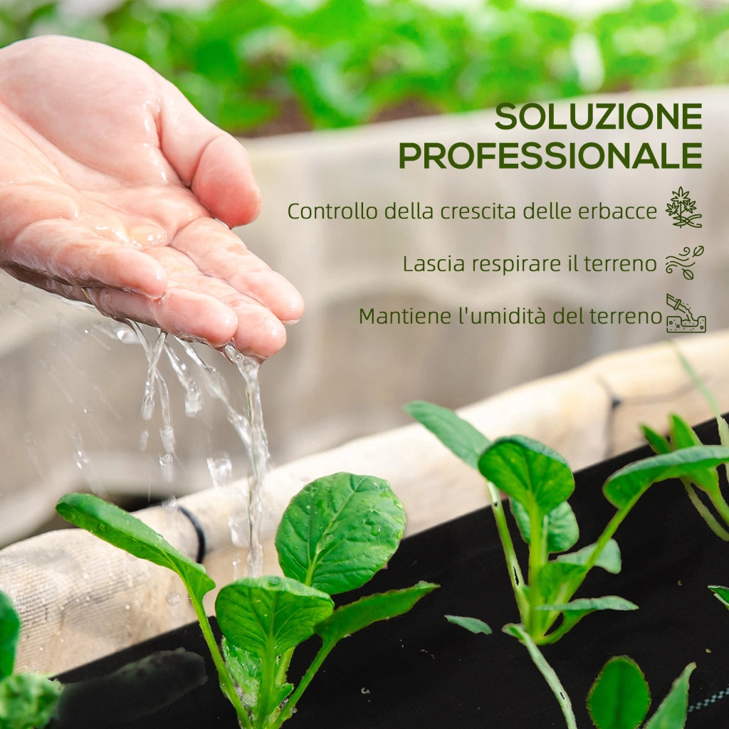 Telo per Pacciamatura 2x25 m per Orto. Serra e Giardino. Drenante e Traspirante. Nero