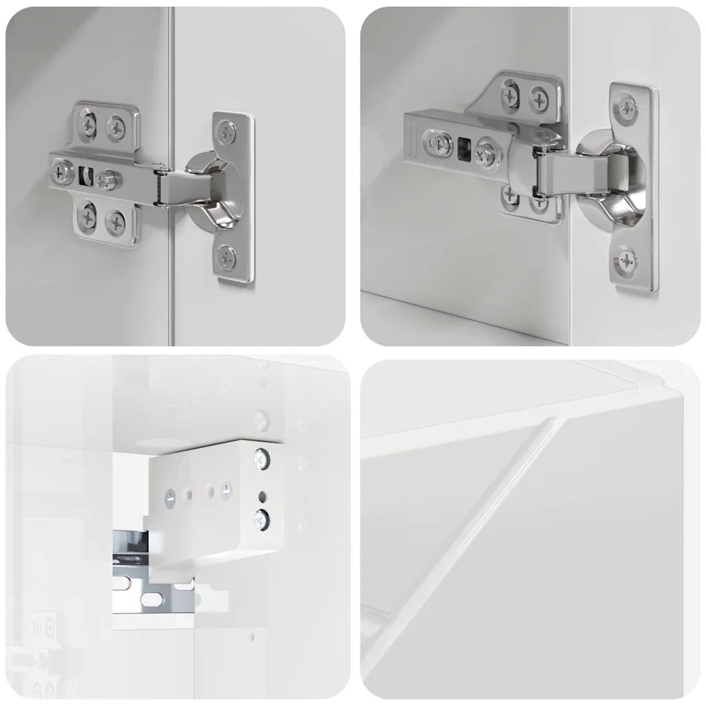 Set di mobili per il bagno con cassetto 4 pcs Bianco Lucido 3393057