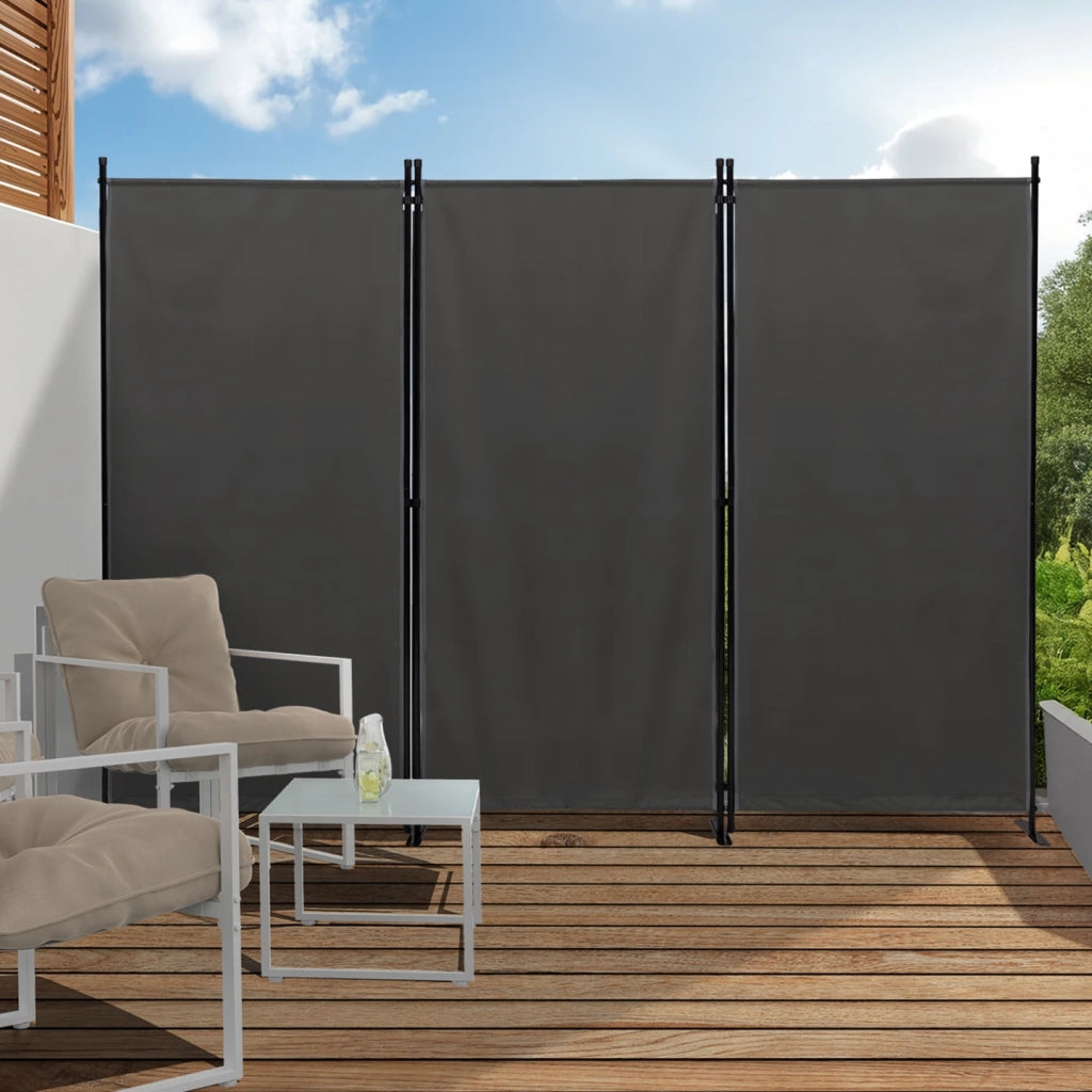 IDMarket - Schermo pieghevole a 3 pannelli su gambe, 250 x 180 cm, grigio antracite