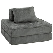 Poltrona Letto Pieghevole in Tessuto Chenille ¨C Xylo ¨C Grigio con Cuscino di Supporto Spesso