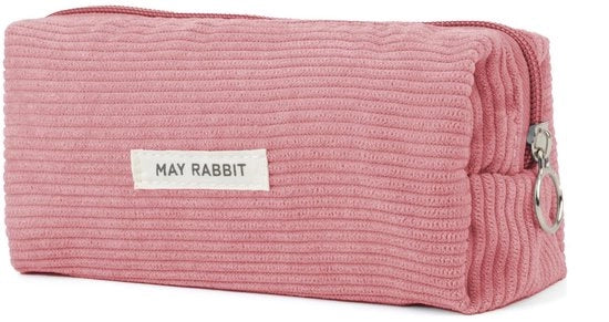 Etui a corduroy per ragazze, grande borsa con zip per ragazze e ragazzi, adulti, studio, must-have per la scuola, attrezzature scolastiche, borsa estetica per adolescenti (rosa)