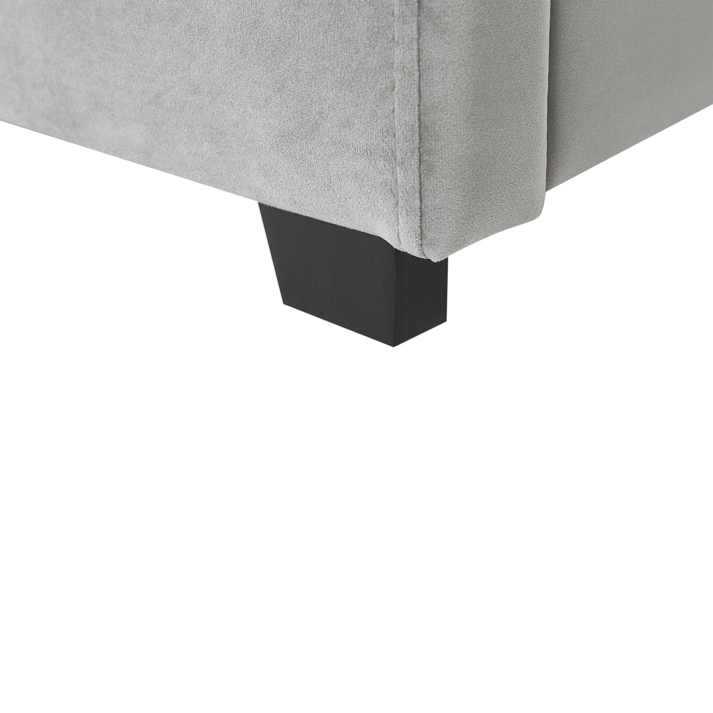 Letto contenitore matrimoniale imbottito velluto grigio retrò minimalista 180 x 200
