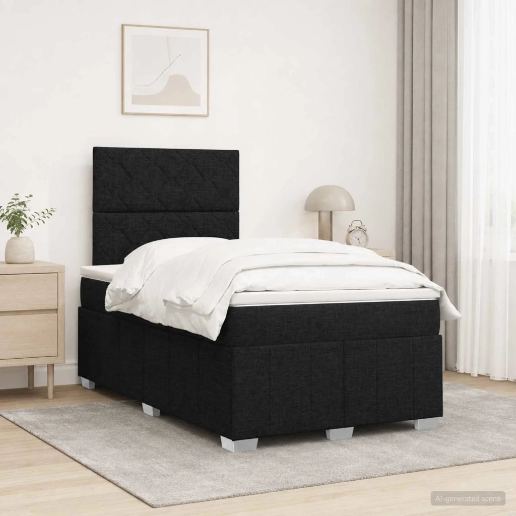 Letto Box Spring LED con Materasso Nero 120 x 200 cm Tessuto 3455586
