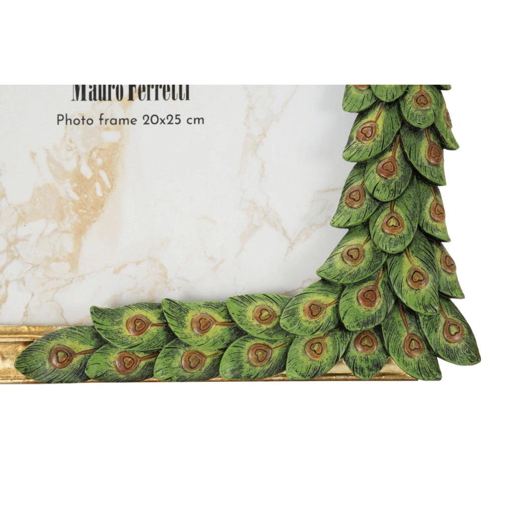Cornice portafoto Glam con pavone decorativo