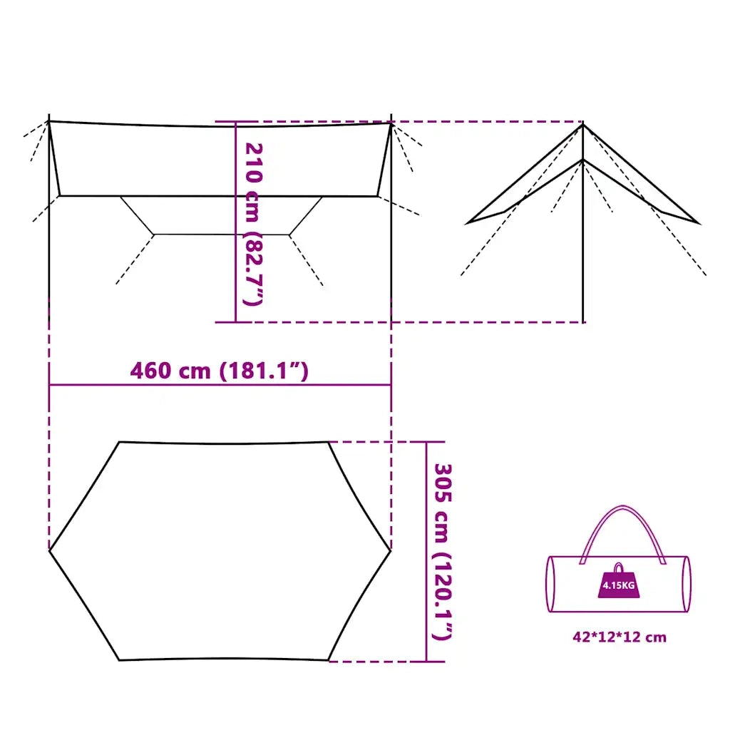 Telone da Campeggio Arancione 460x305x210 cm Impermeabile 94690