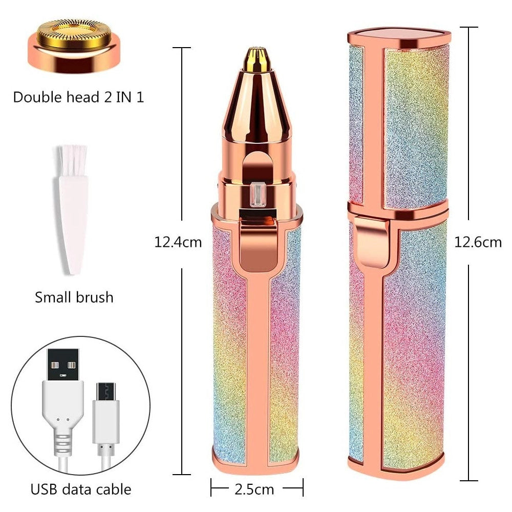 Trade Shop - Epilatore Donna Ricaricabile 2in1 Per Viso E Sopracciglie Rasoio Elettrico Luce -