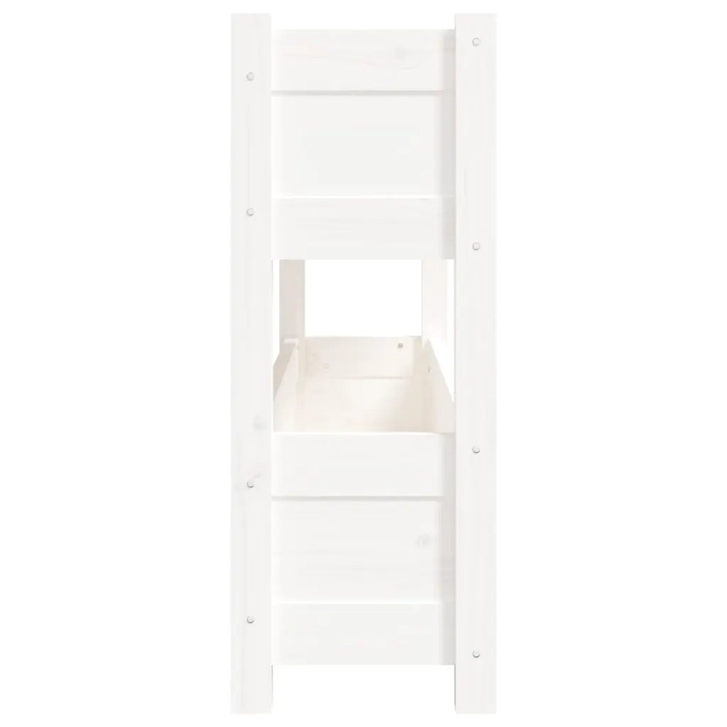 Fioriera-Vaso-Contenitore per Piante Bianca 112x25x66 cm in Legno Massello di Pino