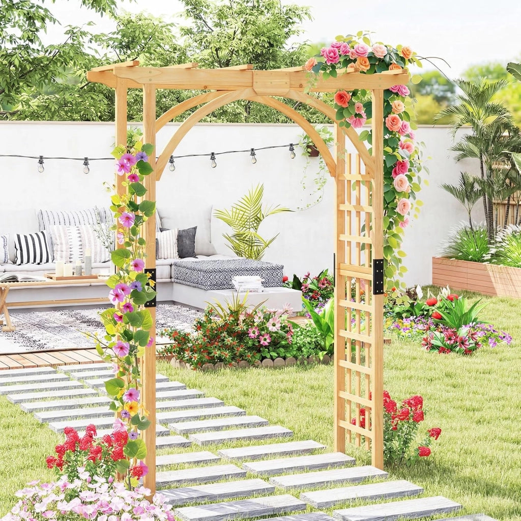 Arco da Giardino in Legno, Pergola da Esterno per Piante Rampicanti, Pergolato per Matrimonio e Feste, da Giardino, Patio e Cortile (Modello 3)
