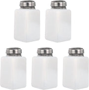 Set di 5 pezzi, 6 oz/180 ml, alcol, pompa a bottone, bianco - Flacone riutilizzabile con pressa - Ideale per casa, cucina o salone di bellezza - Contenitore riciclabile