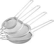 Set di 4 Colapasta in Acciaio Inox – Fino Setola con Maniglione Rafforzato – 4 Grandezze – Per la Scolatura di Pasta, Quinoa e Verdure